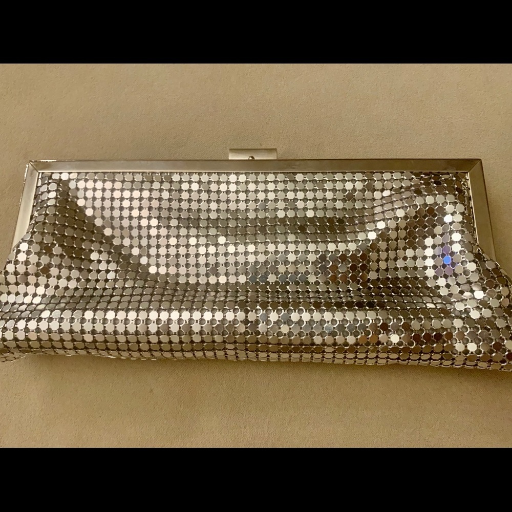 Style & Co silver beaded clutch